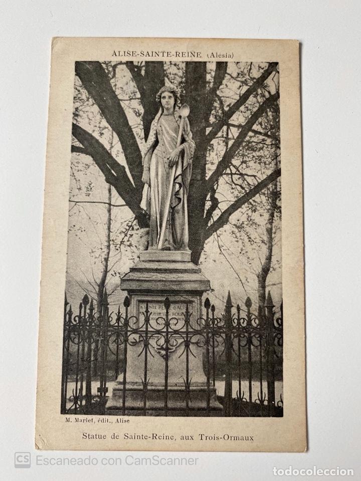 Postales: TARJETA POSTAL. FRANCIA. C&Ocirc;TE D'OR. ALISE-SAINTE-REINE. STATUE DE SAINTE REINE AUX TROIS ORMEAUX