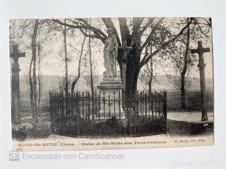Cartoline: TARJETA POSTAL. FRANCIA. C&Ocirc;TE D'OR. ALISE-SAINTE-REINE. STATUE DE SAINTE REINE AUX TROIS ORMEAUX