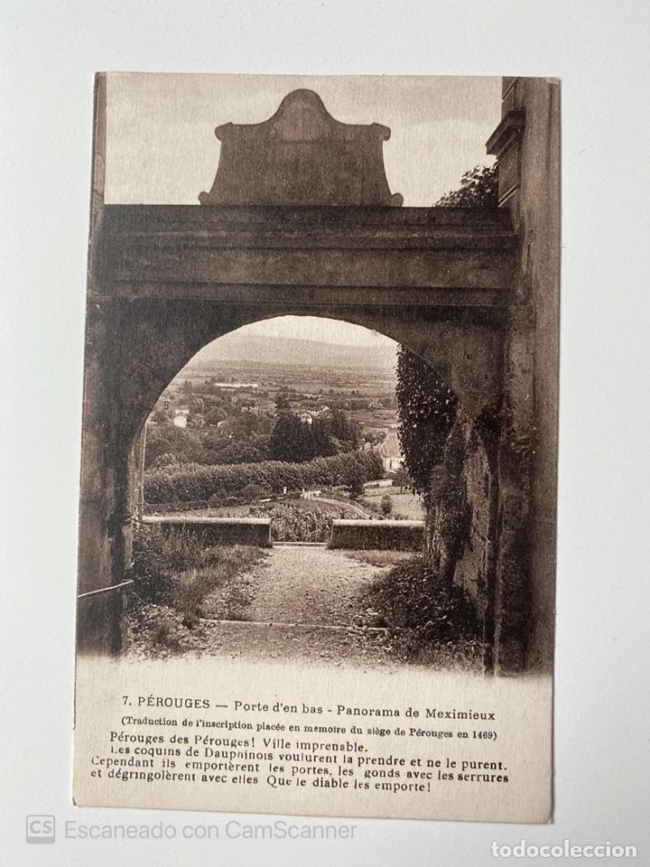 Cartoline: TARJETA POSTAL. FRANCIA. AIN. P&Eacute;ROUGES. PORTE D'EN BAS. PANORAMA DE MEXIMIEUX.