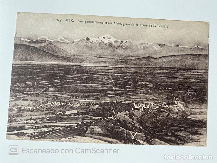 Cartes Postales: TARJETA POSTAL. FRANCIA. AIN. GEX. 714.- VUE PANORAMIQUE ET LES ALPES. PRISE DE LA ROUTE DE FANCILLE