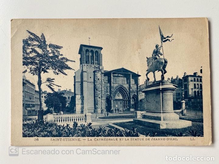 Cartoline: TARJETA POSTAL. FRANCIA. LOIRA. ST-ETIENNE. 36.- LA CATHEDRALE ET LA STATUE DE JEANNE-D'ARC