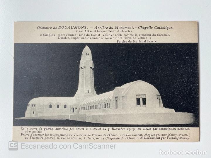 Cartoline: TARJETA POSTAL. FRANCIA. OSSUAIRE DE DOUAUMONT. ARRIERE DU MONUMENT. CHAPELLE CATHOLIQUE