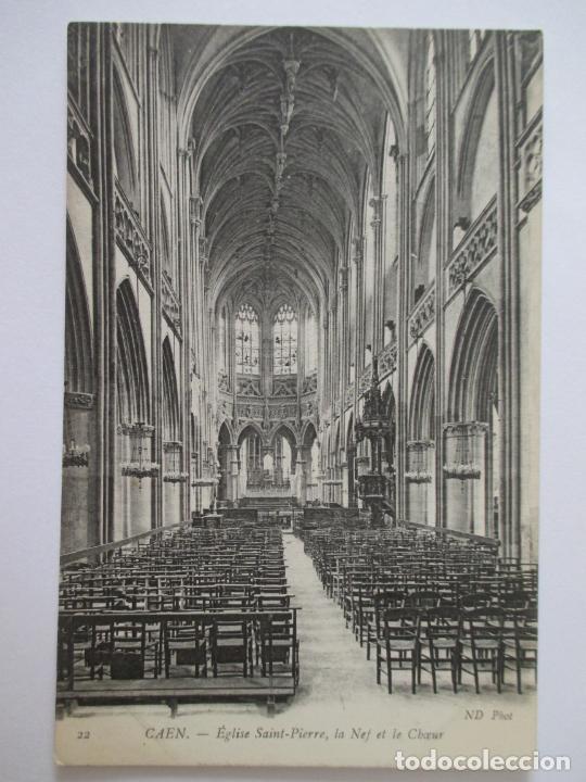 Postais: TARJETA POSTAL DE FRANCIA. 22 CAEN EGLISE SAINT PIERRE LA NEF ET LE CHAEUR