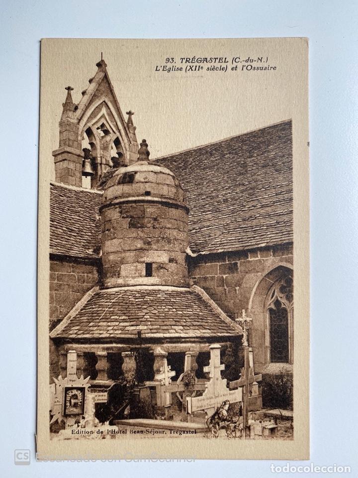Postales: TARJETA POSTAL. FRANCIA. COSTAS DE ARMOR. TREGASTEL. 93.- L'&Eacute;GLISE (XII SIECLE) ET L'OSSUAIRE