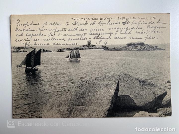 Postales: TARJETA POSTAL. FRANCIA. COSTAS DE ARMOR. TREGASTEL. LA PLAGE A MAR&Eacute;E BAUTE, LE D&Eacute;