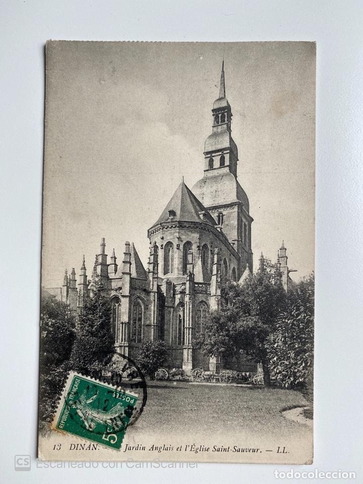 Postais: TARJETA POSTAL. FRANCIA. COSTAS DE ARMOR. DINAN. 13.- JARDIN ANGLAIS ET L'EGLISE-SAUVEUR. LL.
