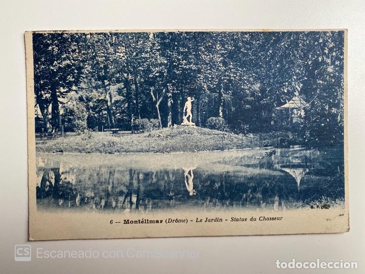 Postcards: TARJETA POSTAL. FRANCIA. DR&Ocirc;ME. MONT&Eacute;LIMAS. 6.- LE JARDIN. STATUE DU CHASSEUR