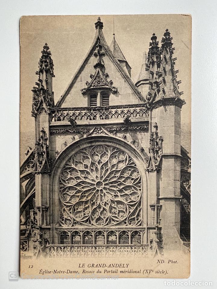 Postais: TARJETA POSTAL. FRANCIA. EURE. LE GRAND-ANDELY. &Eacute;GLISE NOTRE-DAME. ROSACE DU PORTAIL M&Eacute;RIDIONAL