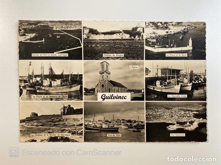 Postkarten: TARJETA POSTAL. FRANCIA. FINIST&Egrave;RE. GUILVINEC. CH&Acirc;TEAU DE KERGOZ. LE PHARE. LE PORT. VUE GENRALE