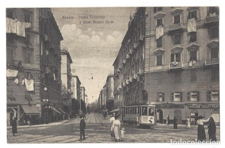 Postales: CARTOLINA POSTALE- GENOVA.- PIAZZA TOMMASEO E CORSO BUENOS AYRES- ITALIA