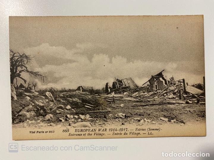 Postales: TARJETA POSTAL. FRANCIA. EUROPEAN WAR 1914. SOMME. ESTR&Eacute;ES. ENTR&Eacute;E DU VILLAGE. 863.-LL