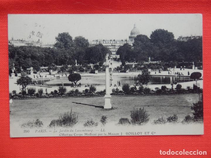 Postkarten: Antigua tarjeta postal j. boillot et cie, Le Jardin de luxemburg paris, circulada, impecable!.