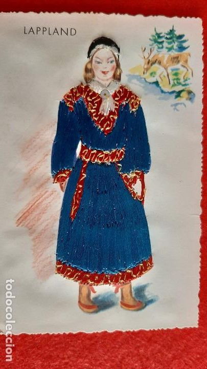 Cartes Postales: POSTAL BORDADA A MANO SLAPPLAND FINLANDIA ORIGINAL , BOR95