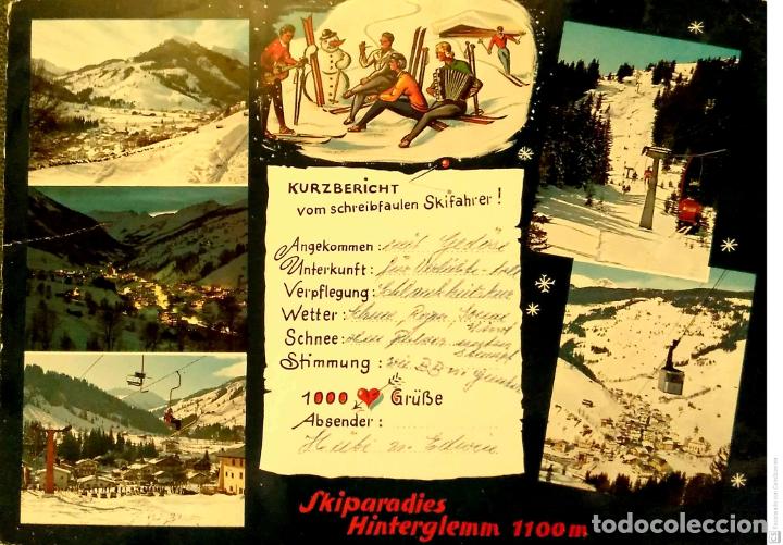 Postales: Hinterglemm (Austria). Pistas de esqu&iacute;, telef&eacute;rico. Usada con sello. Color