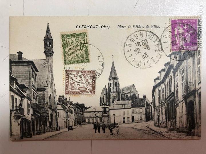 Postais: TARJETA POSTAL DE CLERMONT (OISE)-PLACE DE L'HOTEL-DE-VILLE.. FRANCIA