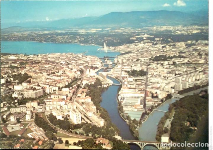 Postales: Ginebra. 5620 Uni&oacute;n de los R&iacute;os R&oacute;dano y Arve. Nueva. Color