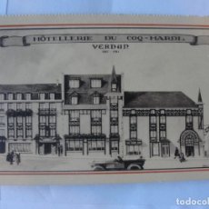 Postales: POSTAL SIN CIRCULAR VERDUN 1921 / HOTELLERIE DU COQ HARDI - LEON ULLMAN - PARIS. Lote 210116588
