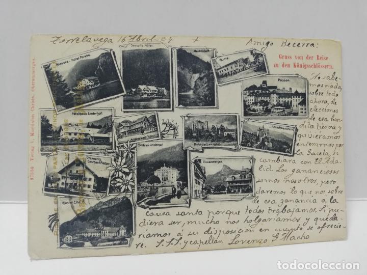Cartoline: TARJETA POSTAL. AUSTRIA. GRUSS VON DER REISE ZU DEN KONIGSSECHLOSSERN.
