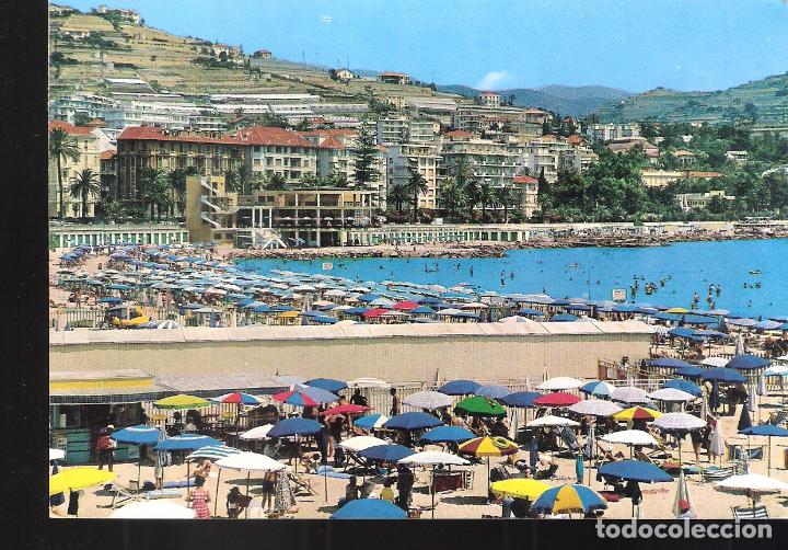 Cartoline: Riviera del Fiori. San Remo. La spiaggia e Bagni Morgana. Italia. Sellado en 1968