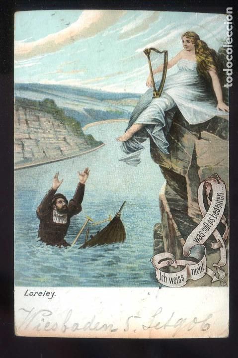 Postales: Alemania. Loreley. Circulada 1906. - Foto 1