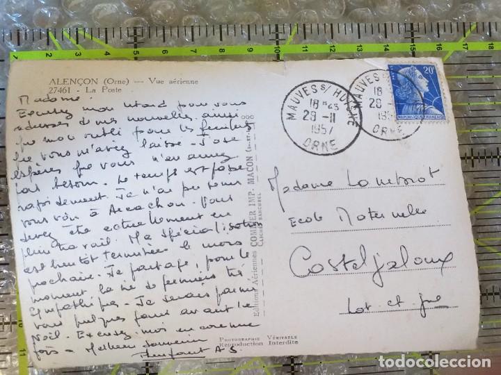 Postales: POSTAL FRANCIA 1957 CIRCULADA Y SELLADA / ALENCON (ORNE) 27641 LA PORTE / DOBLE MATASELLOS