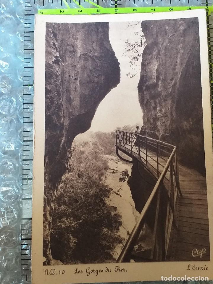 Postales: POSTAL FRANCIA 1947 CIRCULADA Y SELLADA / LES GORGES DU FIER / DOBLE MATASELLOS