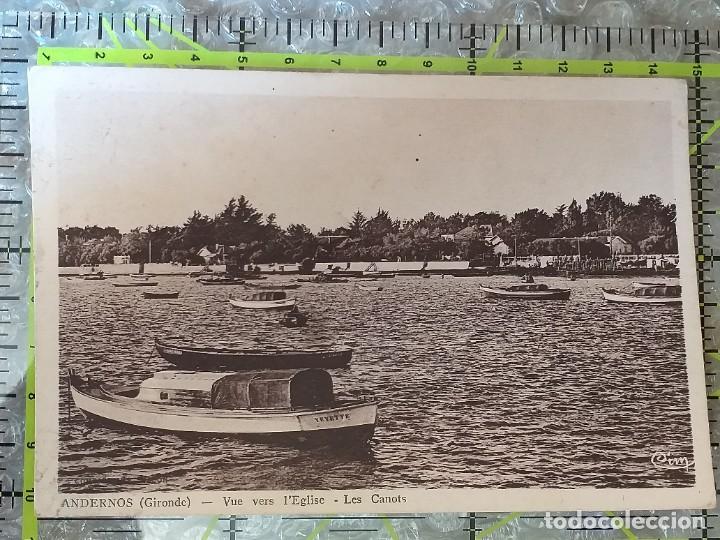 Postales: POSTAL FRANCIA 1938 CIRCULADA Y SELLADA / ANDERNOS (GIRONDE) - VUE VERS L&acute;EGLISE . LES CANOTS