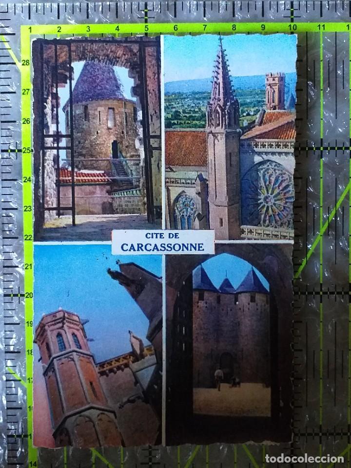 Postkarten: POSTAL FRANCIA 1963 CIRCULADA Y SELLADA / CITE DE CARCASSONE / DOBLE MATASELLO