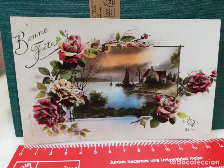 Postkarten: C9 - Postal paisaje con flores. Francesa.