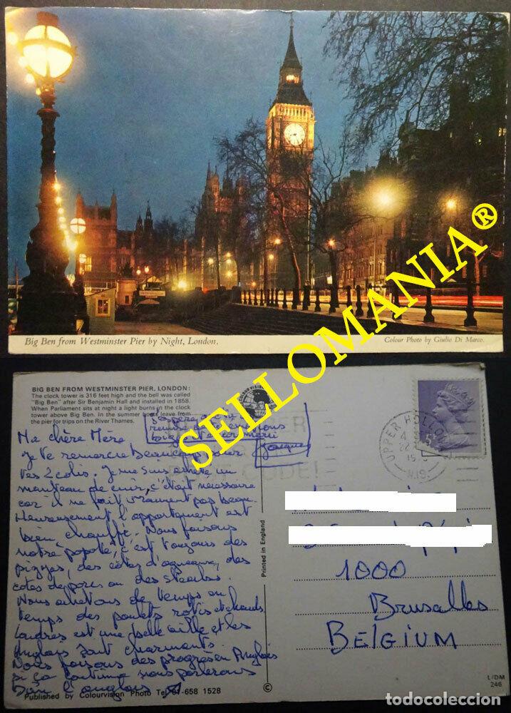 Cartoline: POSTCARD LONDON BIG BEN FROM WESTMINSTER PIER NIGHT FLOODLIT ENGLAND LONDRES NOCTURNA INGLATERRA POS