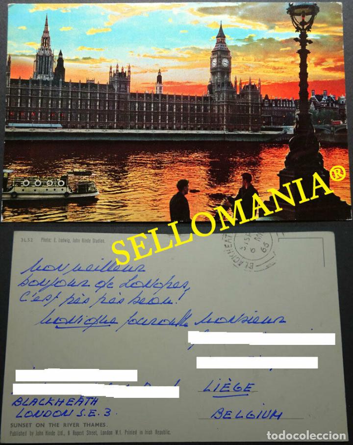Postkarten: POSTCARD LONDON SUNSET ON THE RIVER THAMES 1966 ENGLAND LONDRES BOATS INGLATERRA BARCOS POSTAL CC049