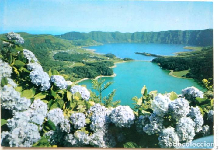 Postales: San Miguel (A&ccedil;ores). 28 Sete Cidades. Una vista de los lagos. Nueva. Color