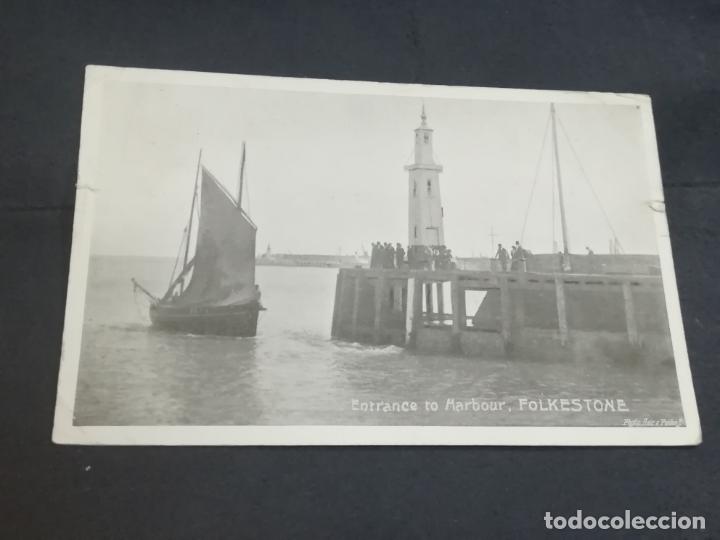 Postkarten: TARJETA POSTAL. FOLKESTONE. ENTRANCE TO HARBOUR.