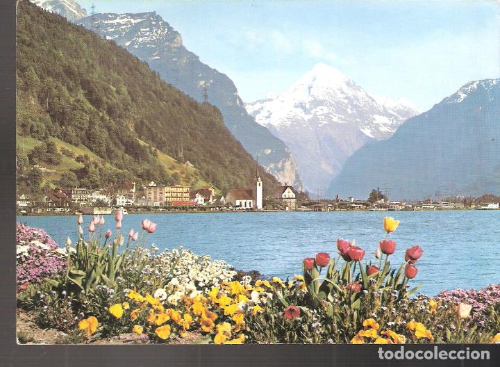 Cartes Postales: Fl&uuml;elen am Vierwaldst&uml;ttersee mit Bristenstock. Helvetia. Suiza. Sellada y fechada en 1970.