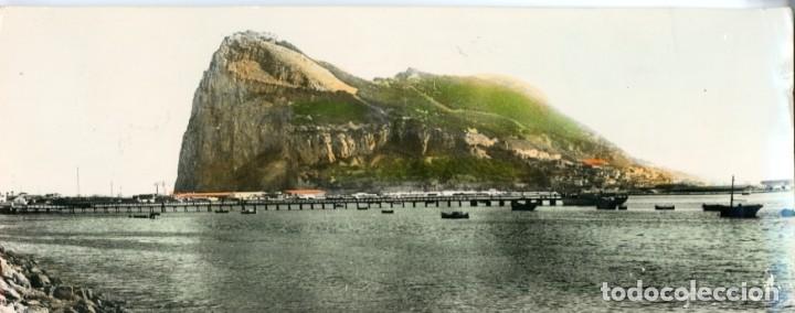 Postkarten: Gibraltal. Vista del Pe&ntilde;&oacute;n de Gibraltar. 901 Arribas, postal doble. Circulada 1962.