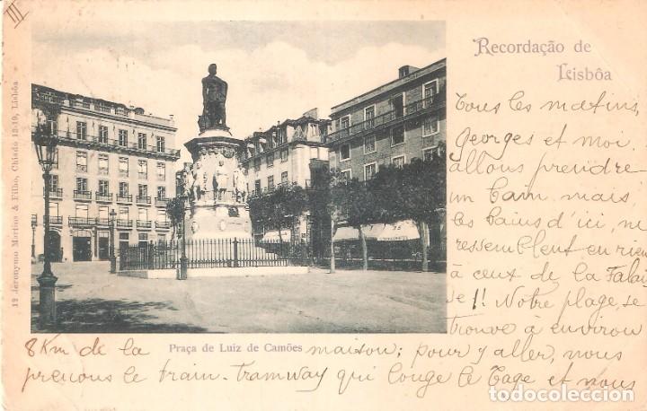 Postales: PORTUGAL RECORDACAO DE LISBOA PRACA DE LUIZ CAMOES 1900