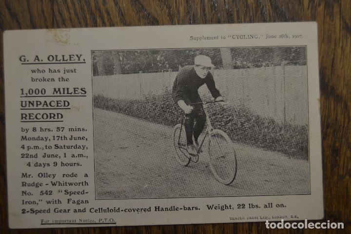 Postales: 1907 POSTAL CICLISMO G. A. OLLEY BICICLETA RUDGE RARO