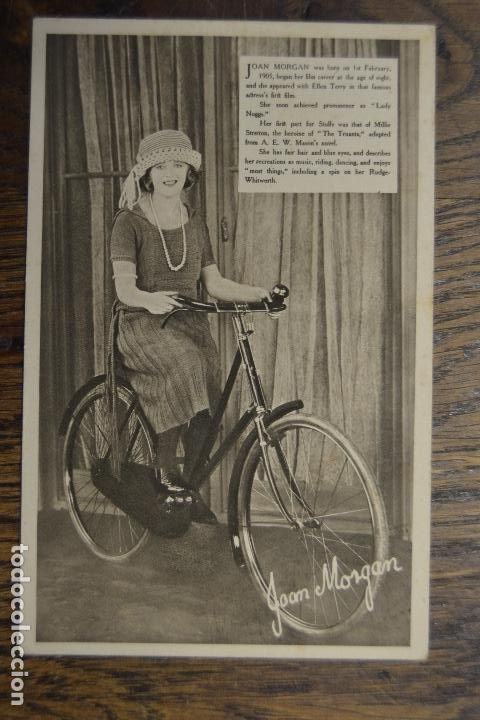 Postales: POSTAL CICLISMO JOAN MORGAN BICICLETA RUDGE RARO