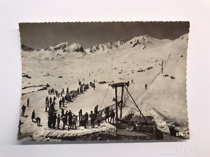 Postales: VALLS D&rsquo;ANDORRA - PAS DE LA CASA, Postal No. 6 N, Le Deport du Tele Ski. Postales APA (h.1950?) S/C