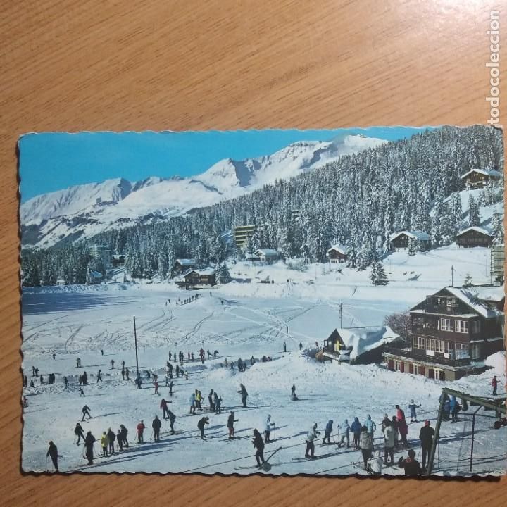 Postales: Suiza:montana.ecole suisse de ski sur les pentes.1966