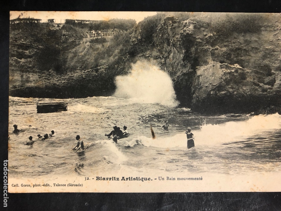 Postales: Antigua postal de Biarritz playa - Foto 1