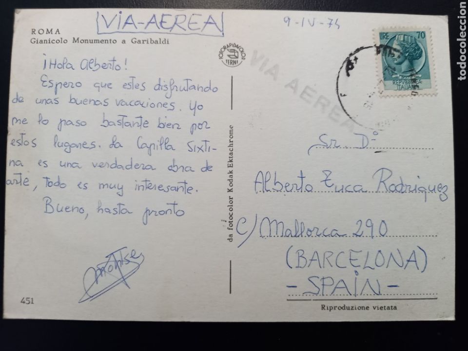 Postales: Postal de. Roma. Monumento garibaldi. - Foto 2