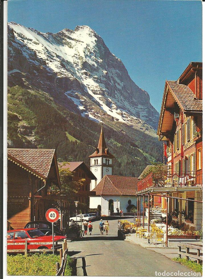 Postales: POSTAL GRINDELWALD (SUIZA) - KIRCHE MIT EIGER - Foto 1