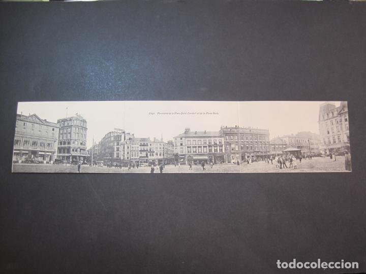 Postales: BELGICA-LIEGE-PANORAMA DE LA PLACE LAMBERT ET DE LA PLACE VERTE-POSTAL DOBLE ANTIGUA-(79.399)