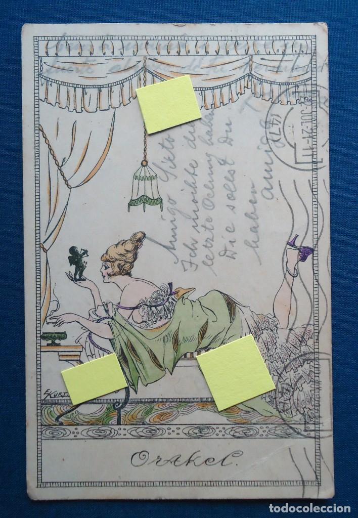 Postales: postal circulada art noveau deco modernismo flapper publicidad vintage 1921 orakel salzburgo austria
