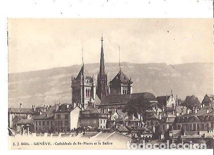 Cartoline: ANTIGUA POSTAL J J 8662 GENEVE CATHEDRALE DE ST PIERRE ET LE SALEVE