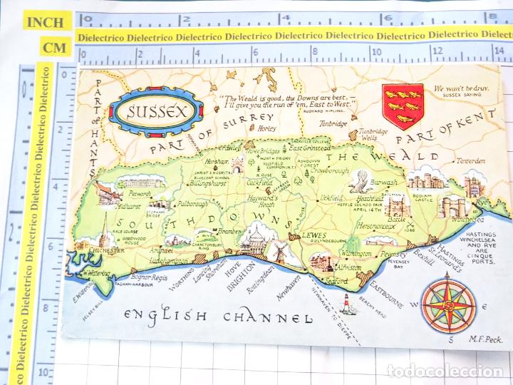 Cartes Postales: POSTAL DE REINO UNIDO GRAN BRETA&Ntilde;A. MAPA PLANO DE SUSSEX 2485