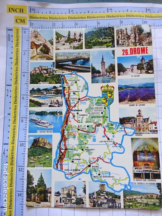 Cartes Postales: POSTAL DE FRANCIA. REGIONES FRANCESAS. MAPA PLANO MONUMENTOS. DROME. 72