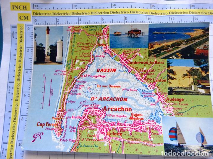 Postkarten: POSTAL DE FRANCIA. REGIONES FRANCESAS. MAPA PLANO MONUMENTOS. BASSIN D'ARCACHON, FARO. 75