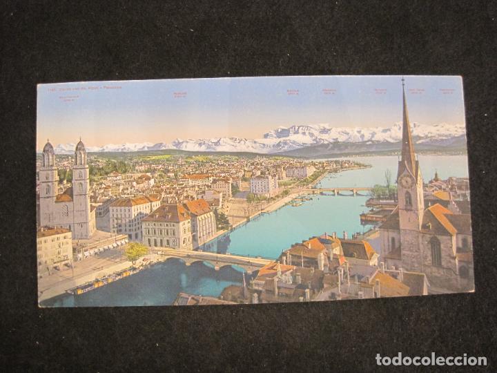 Postales: SUIZA-Z&Uuml;RICH-UN DIE ALPEN-PANORAMA-POSTAL ANTIGUA GRANDE-VER FOTOS-(V-22.778)